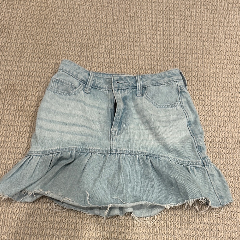 Hollister Light Blue Ruffled Denim Mini Skirt